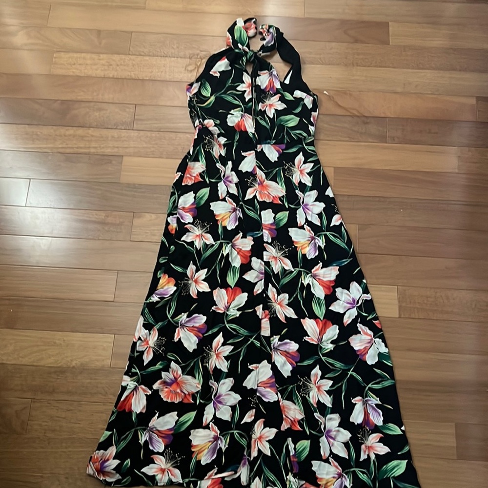 Flower print halter maxi
